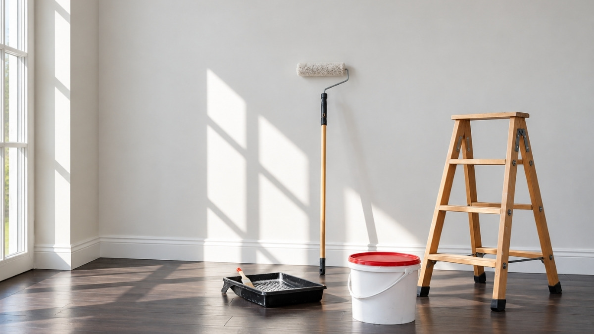 a room prepared for an interior painting